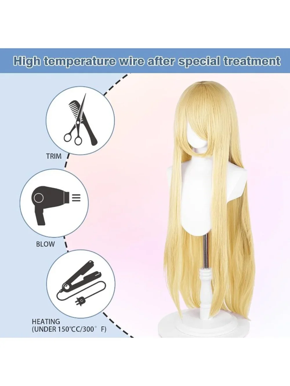 Women's Blonde 100 Cm Heat Resistant Universal Straight Costume Long Wigs